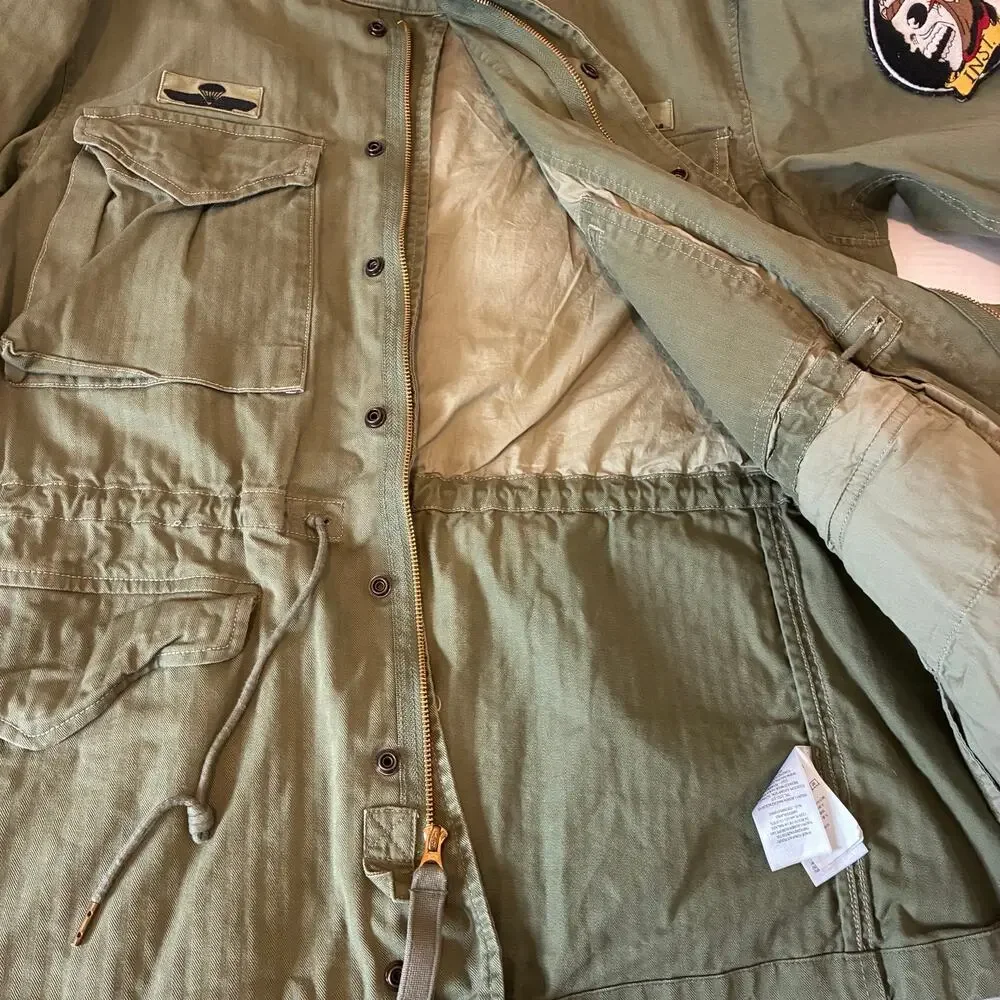 Polo Ralph Lauren M-65 Cotton Herringbone Field Jacket Mens XL Olive Drab